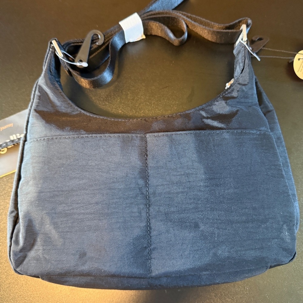 Baggallini‎ Peek A Boo Crossbody Hobo Bag Black Medium Travel Purse Everyday - Picture 6 of 9